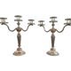 Candlesticks, silver-plated metal, Maison Christofle, pair of candelabras, 3 lights