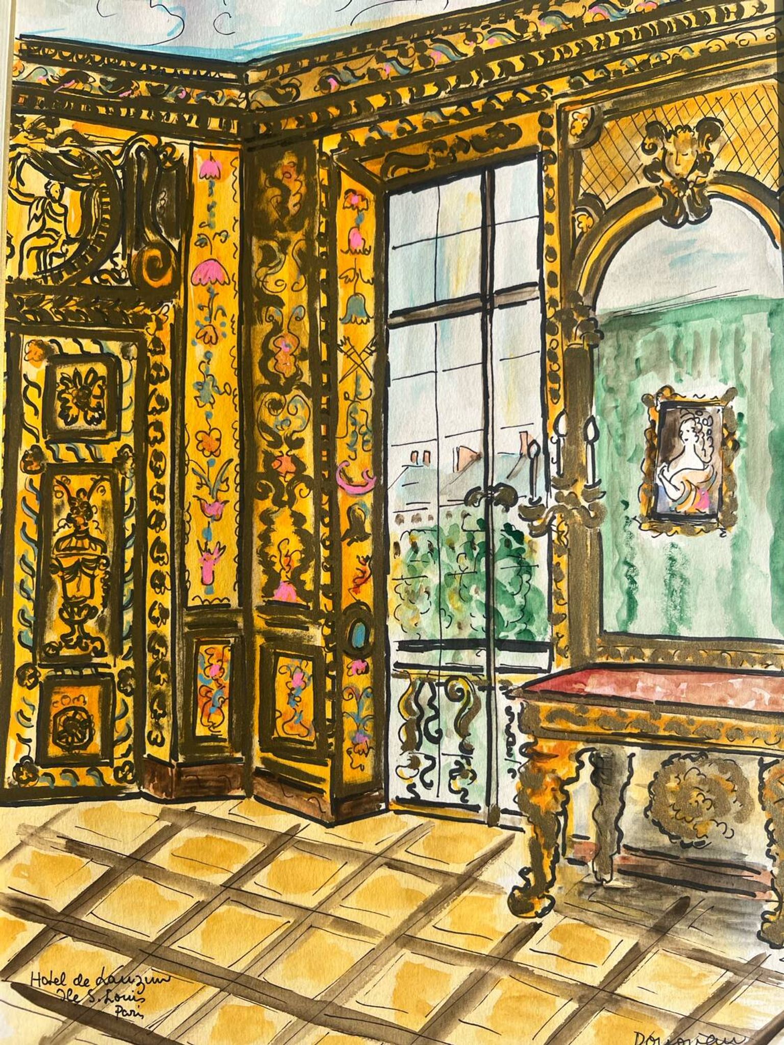 Painted interior scene