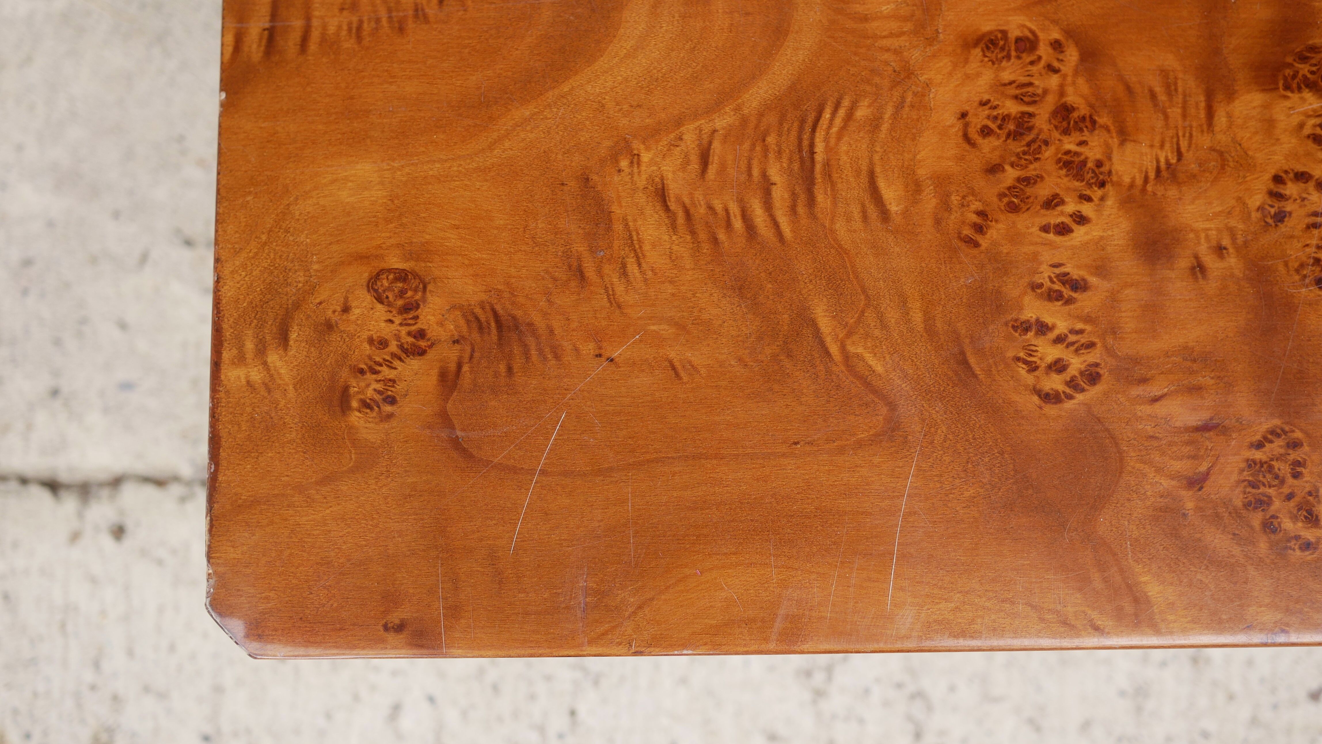 Vintage coffee table in elm magnifying glass