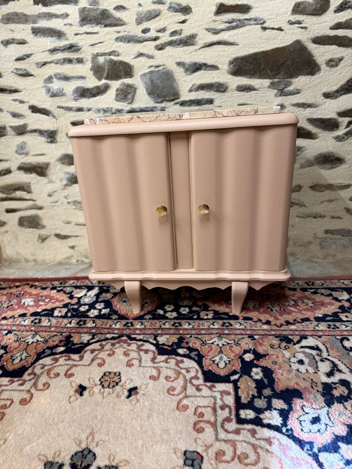 Beautiful pastel pink art deco bedside table