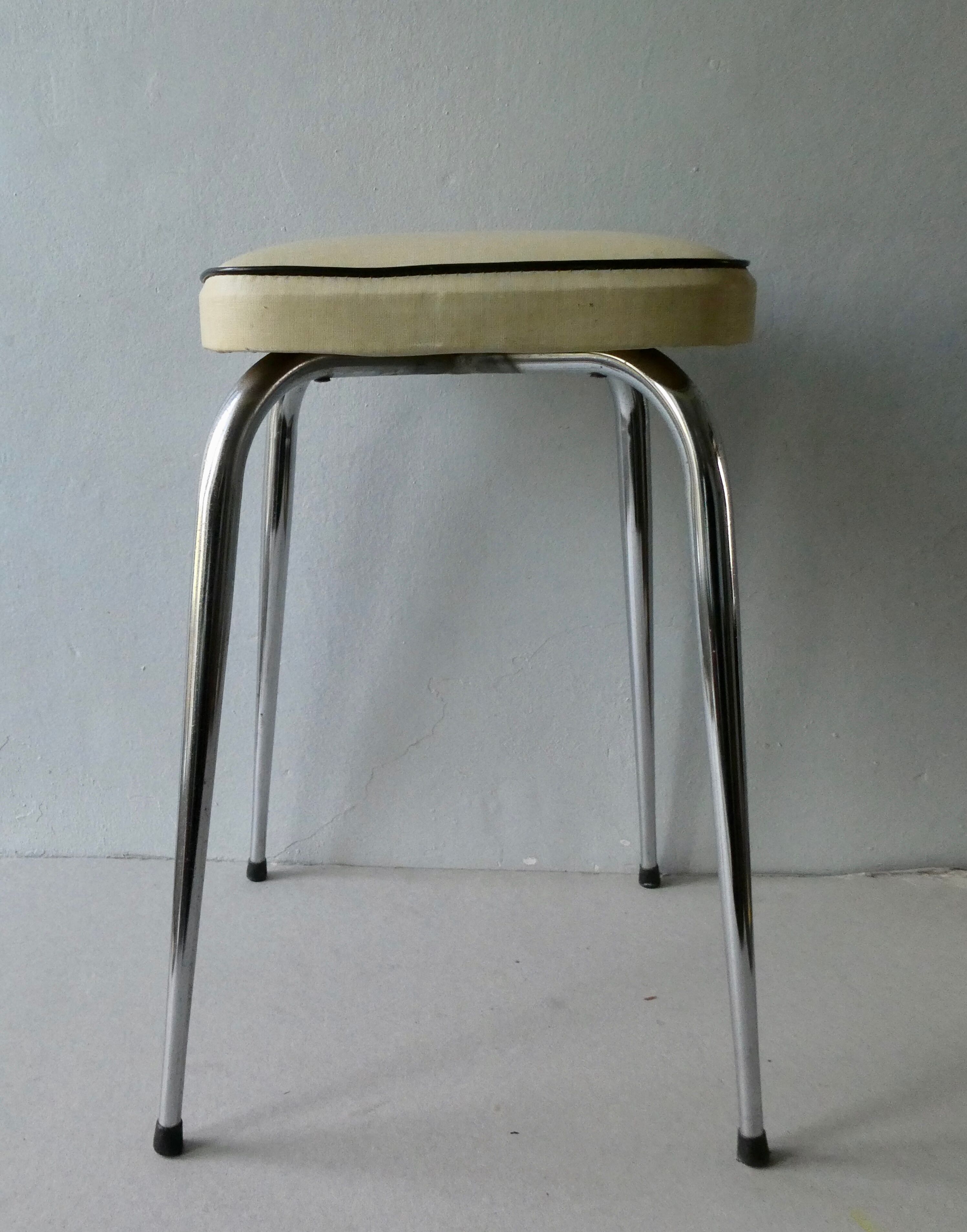 60s tabouret with tapered chrome feet