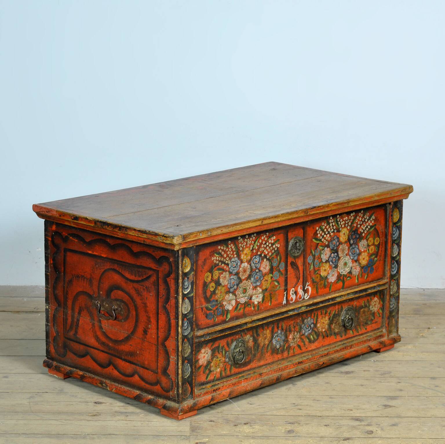 Folk art bridal chest, 1885