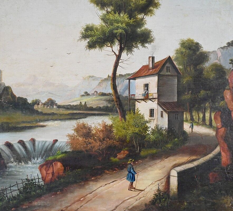 Miroir trumeau en bois doré, style Louis XVI – 1900