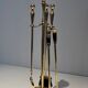 Neoclassical Fire Necessary in Polished Brass on Columnar Base Support
