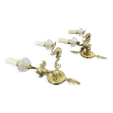 Pair of Lucien Gau "swan" wall lights in gilded bronze with bright gold and crystal
