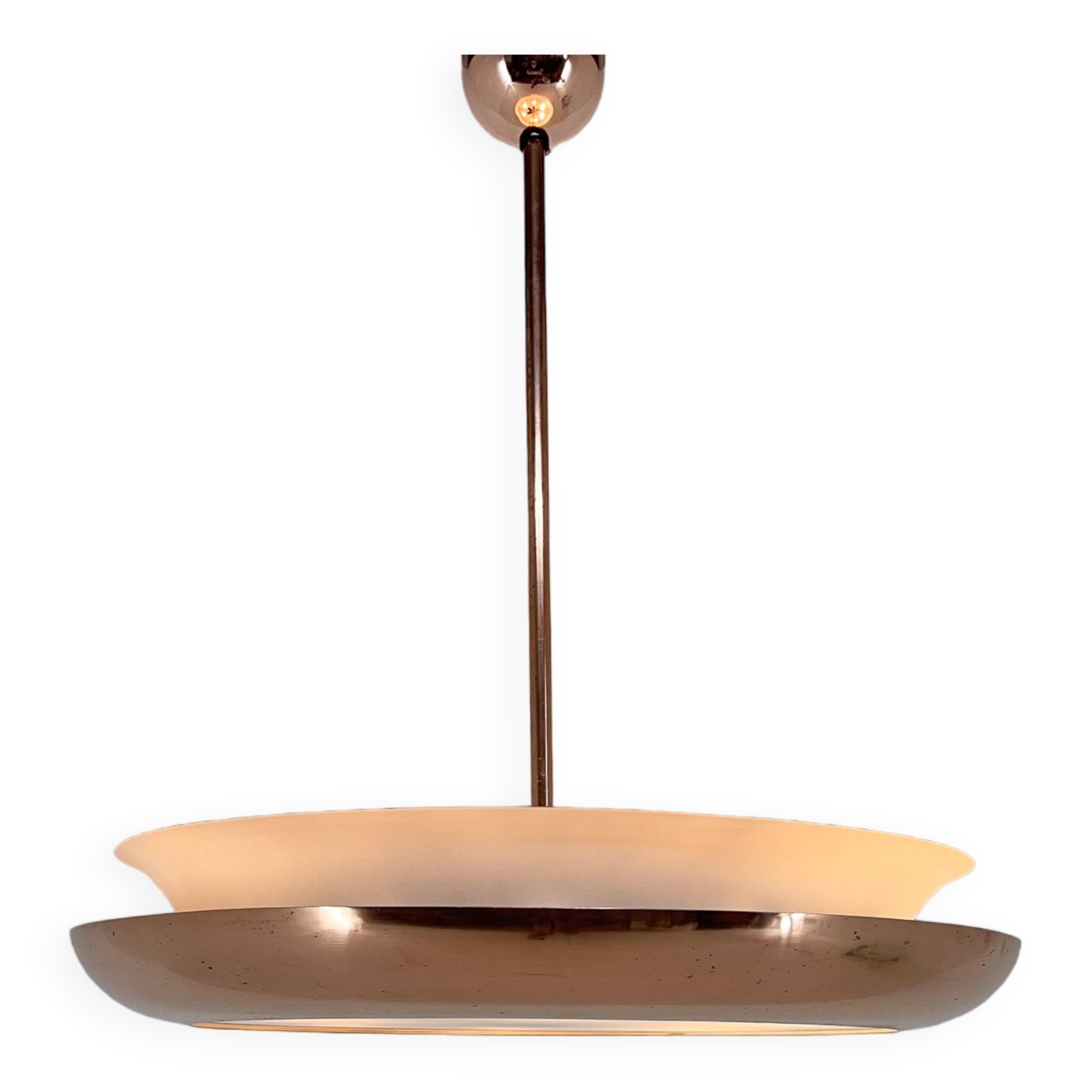 Bauhaus / Functionalist Copper Chandelier Ufo, 1930s, Restored