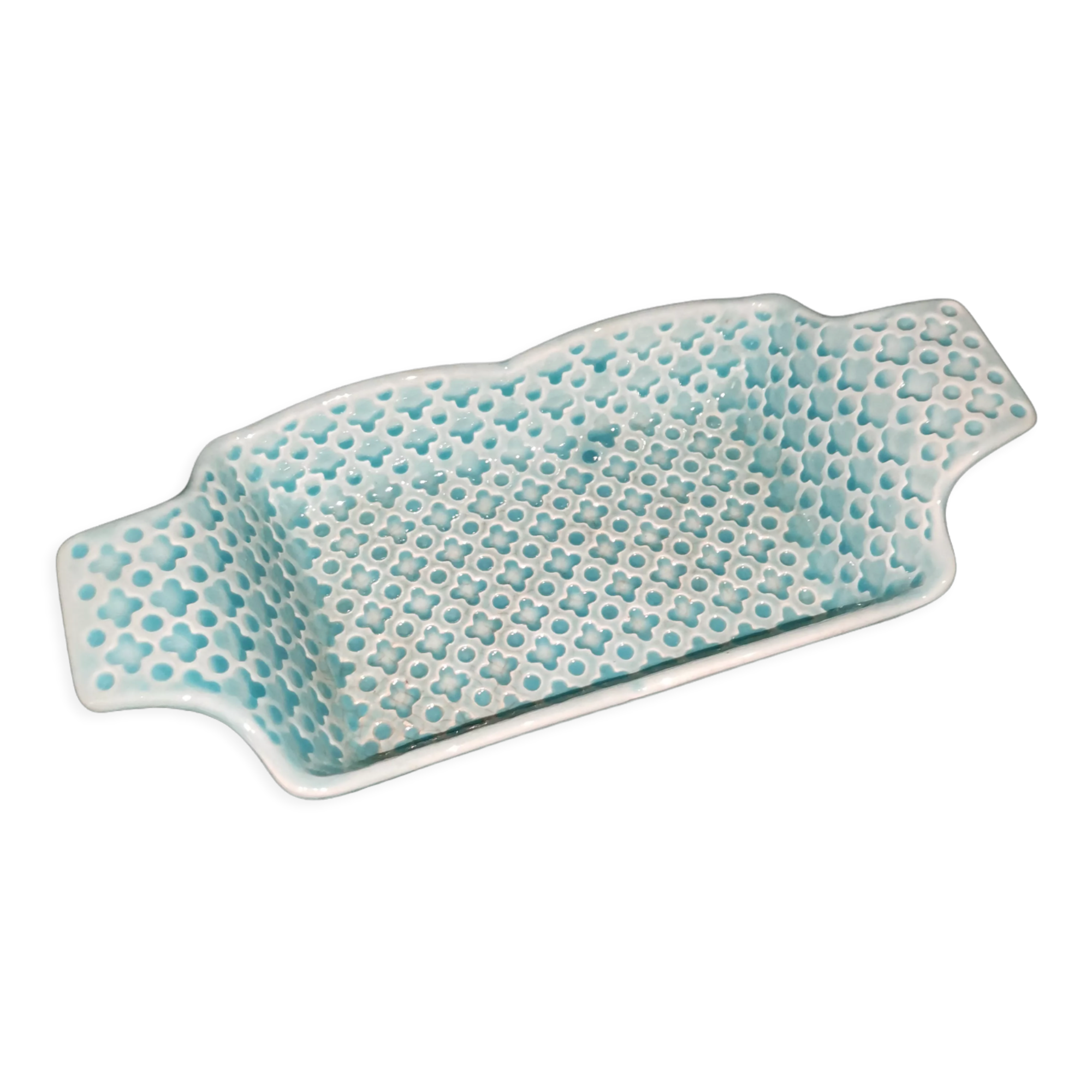 Empty pocket, blue Digoin soap holder