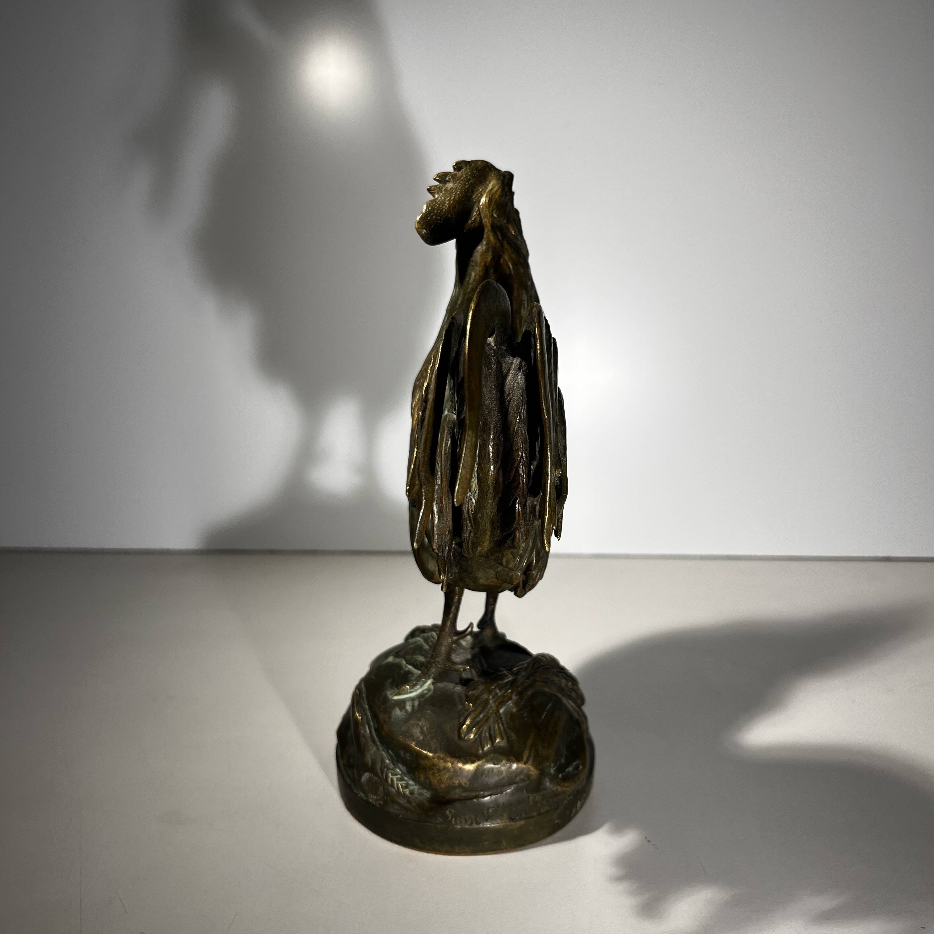 French bronze rooster sculpture, 19th century