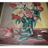 Gouty 'bouquet of roses' oil on canvas table