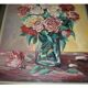 Gouty 'bouquet of roses' oil on canvas table