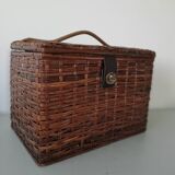 Coffret en rotin vintage