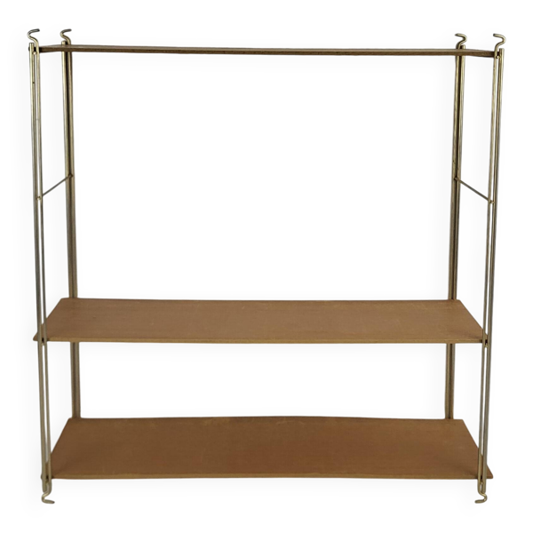 Etagère String en bois et métal doré 1960