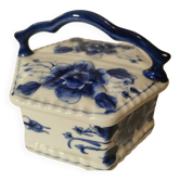Candy box / jewelry box / empty pocket in blue ceramic, hand-painted in Thailand
