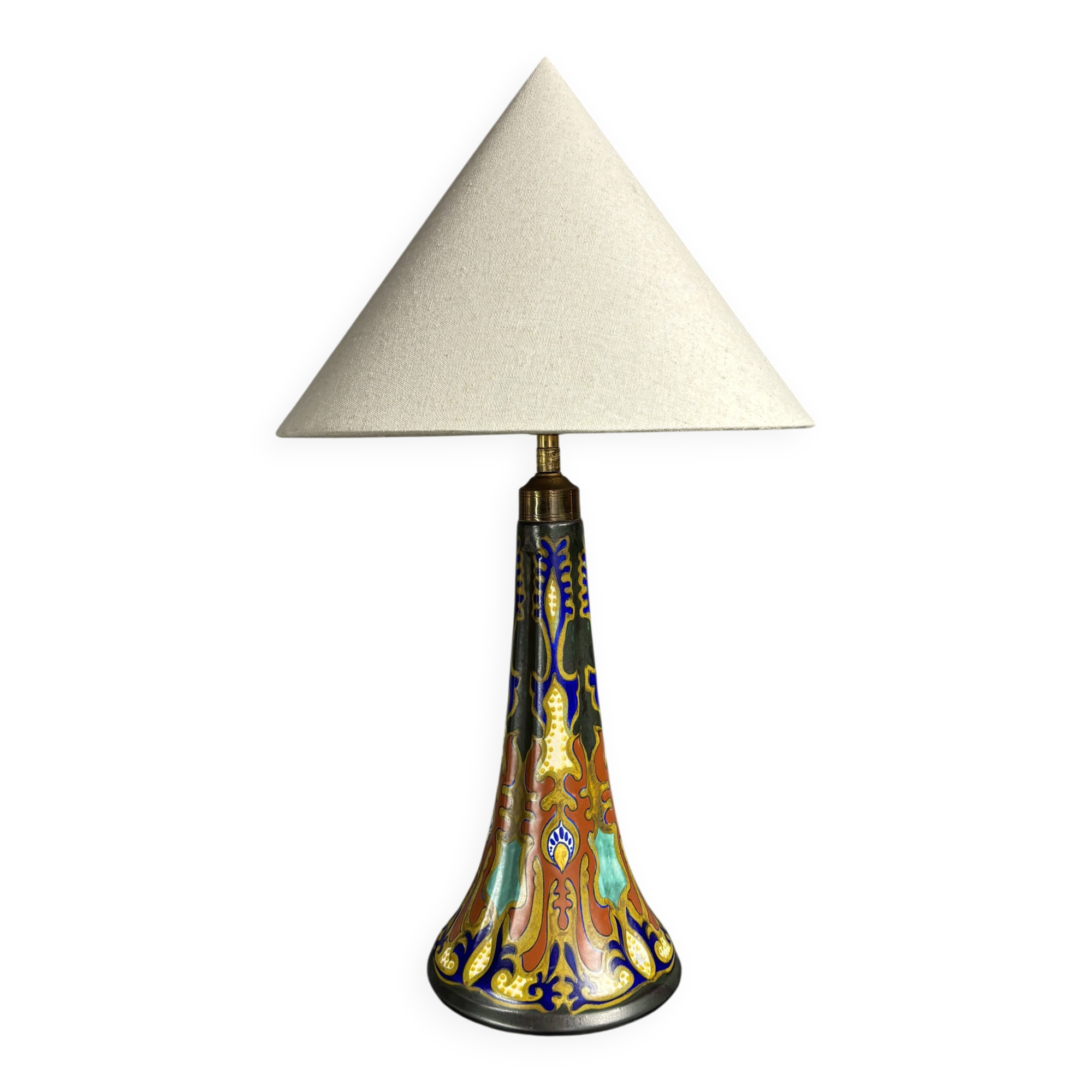 Dutch ceramic art nouveau Plazuid Gouda Pottery table lamp, 1920s