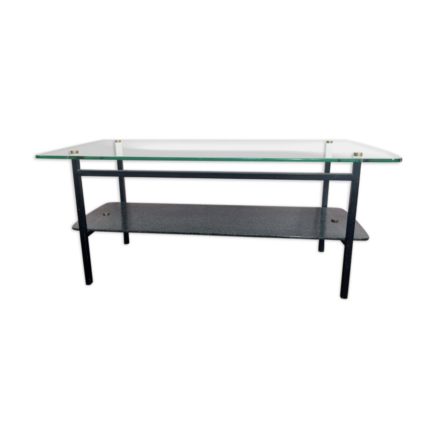 Table basse verre et métal 1960