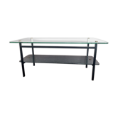 Table basse verre et métal 1960
