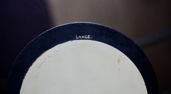 Miroir Lancel en cuir et bois, France années 60