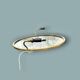 Oval wall mirror in gilded brass with double sconces – 1950s/60s