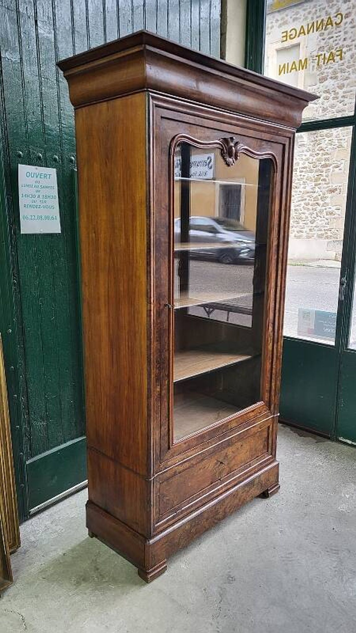 Vitrine bibliotheque 1 porte en noyer du XlXème siecle