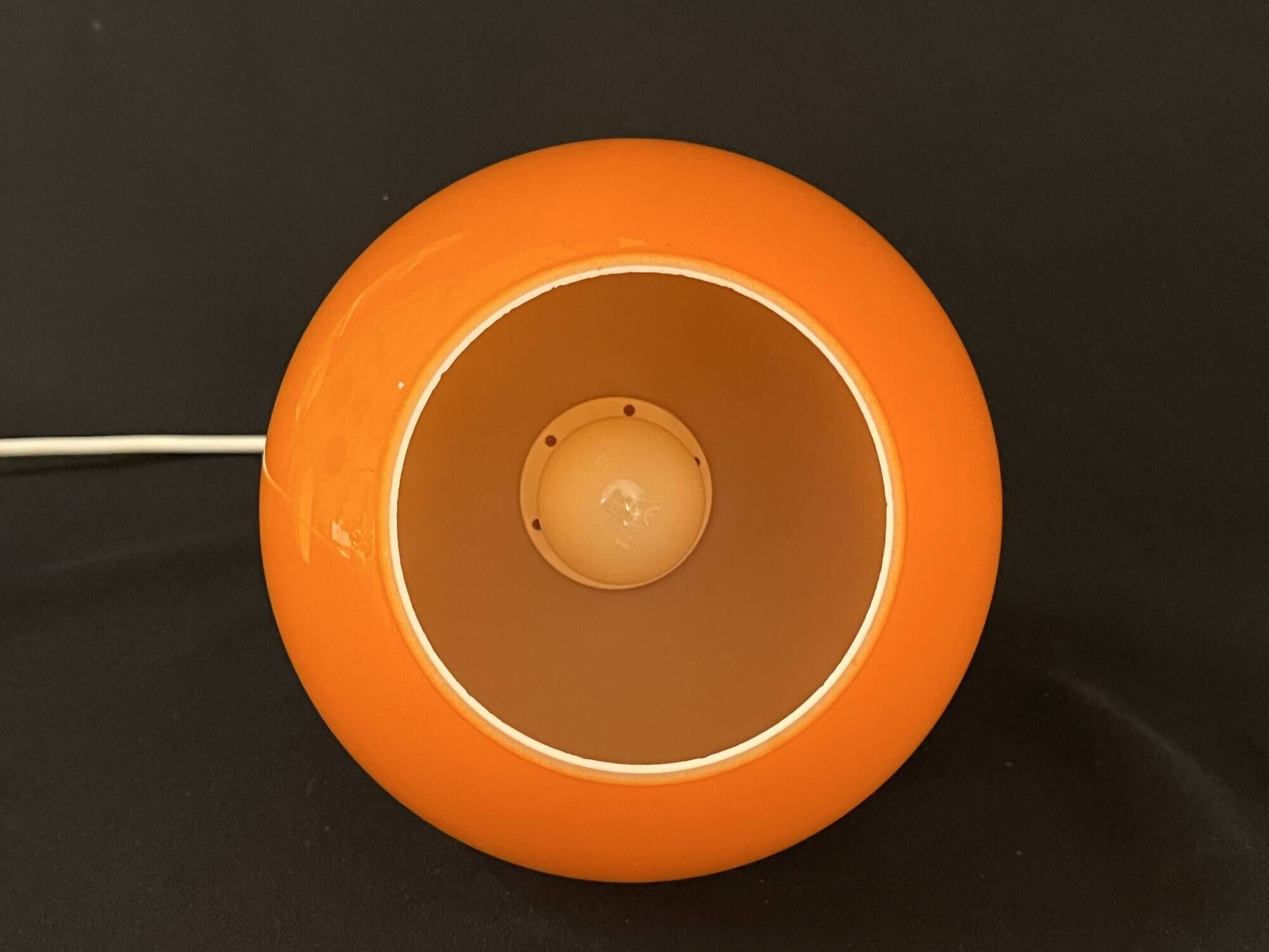 Suspension lamp Space Age 1970 vintage globe ball in orange opaline glass ceiling light chandelier