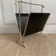 Gold and leather metal magazine rack 1950