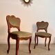 Lot 2 old Louis XV style carved solid walnut chairs late 19th century