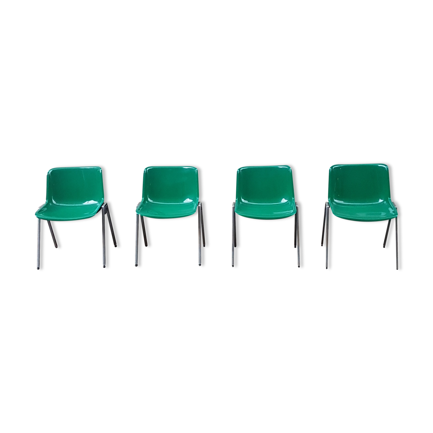 Modus Office Chairs by Osvaldo Borsani for Tecno, 70s, Set of 4 stackables