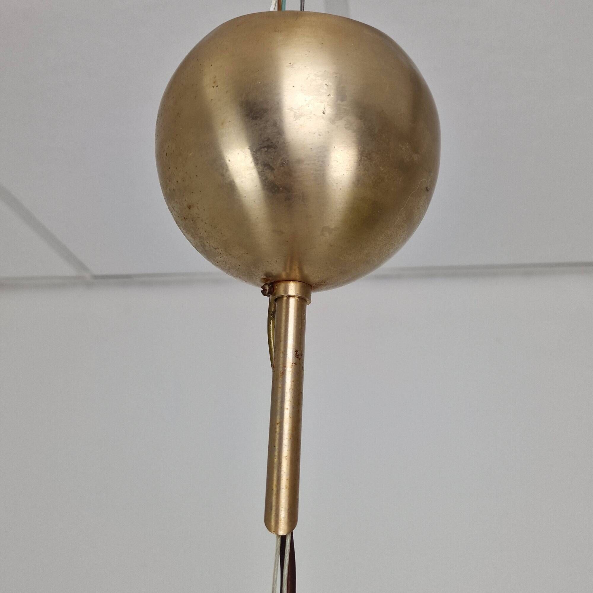 Vetrofond Italian Murano Glass Pendant Light with Brass Fixtures, 1980's
