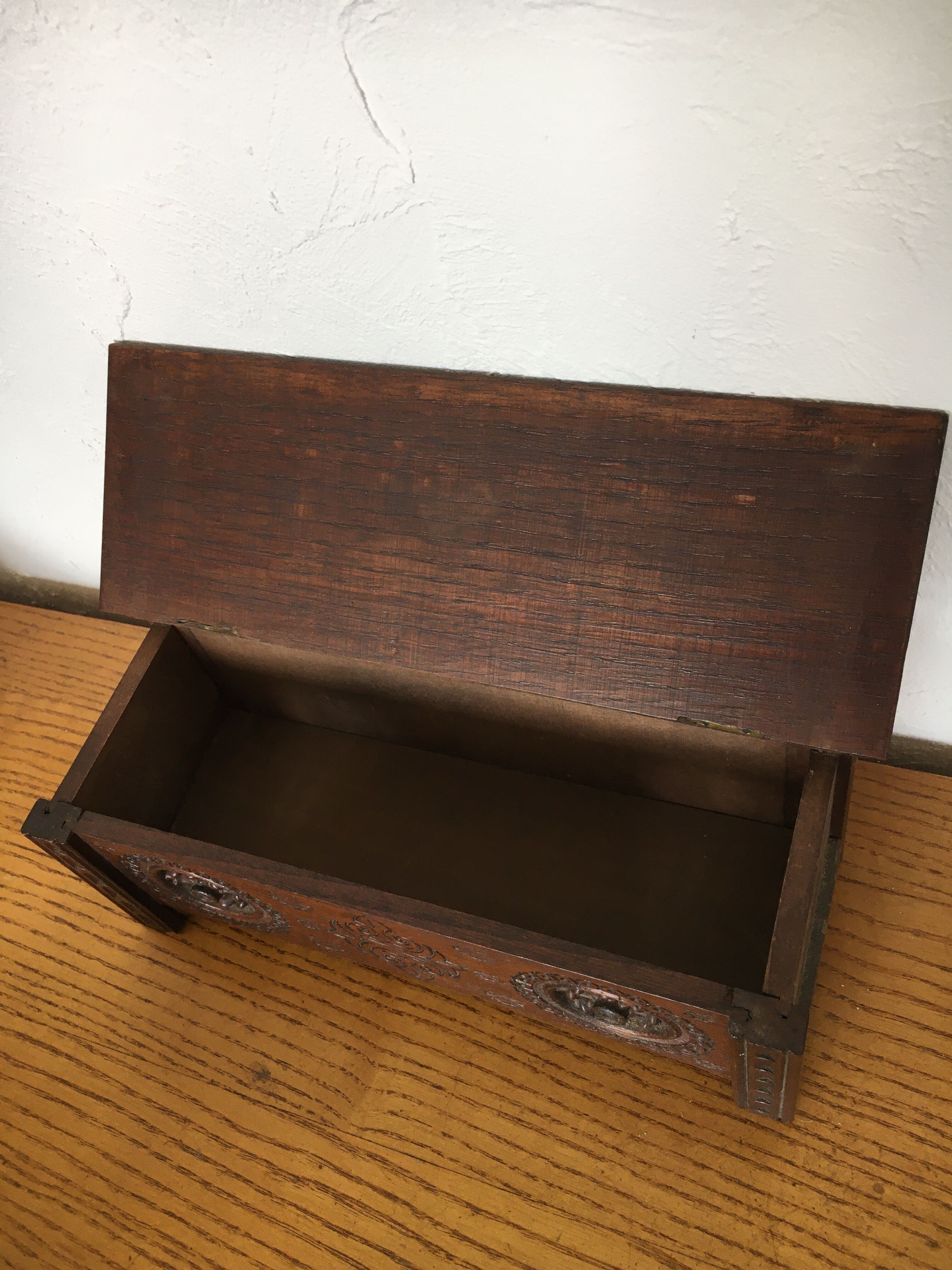 Old carved wooden box