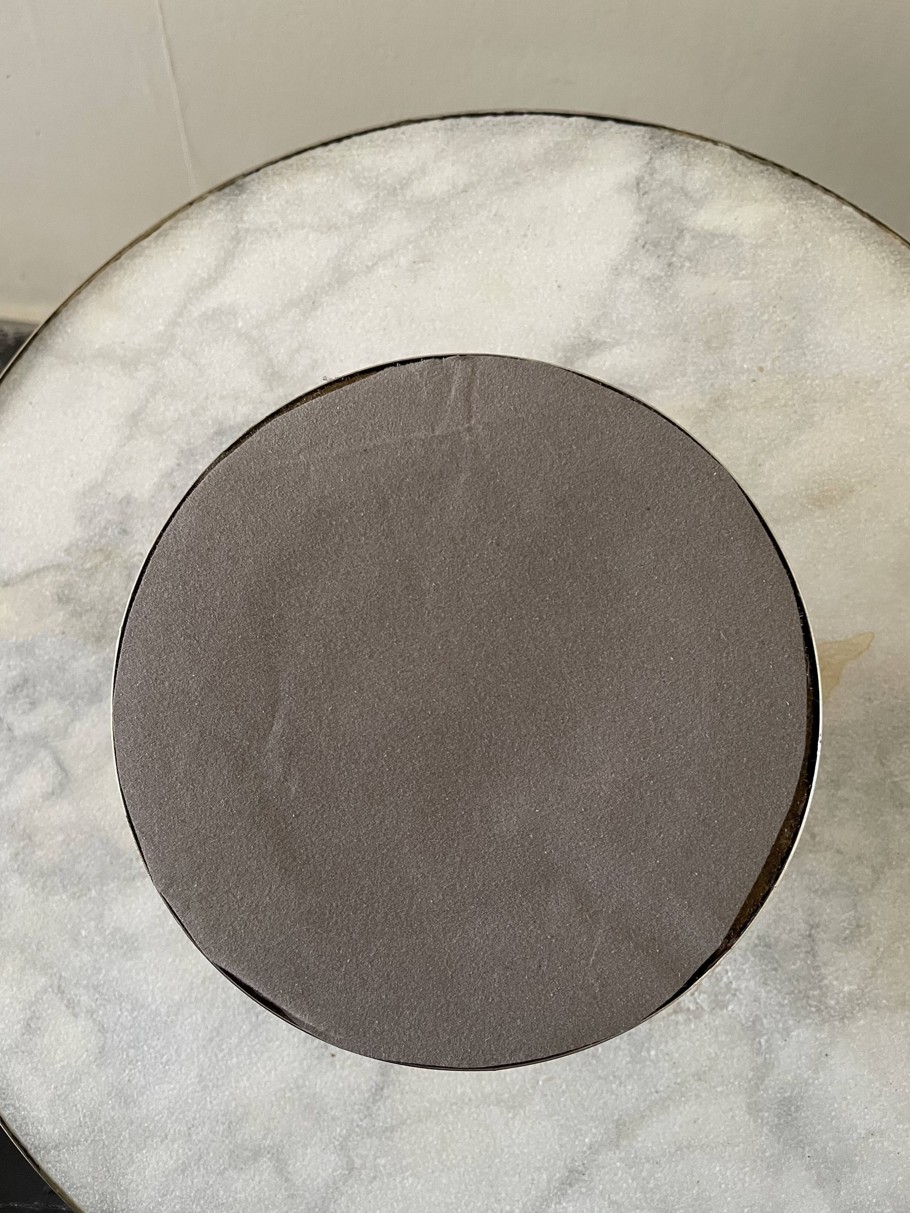 Marble cheese platter and silver metal 1970