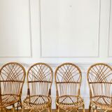 4 vintage rattan chairs