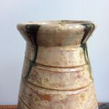 Large Vase Faces of Men in Sandstone Sylvain Sttublet Vintage Ceramic 1950