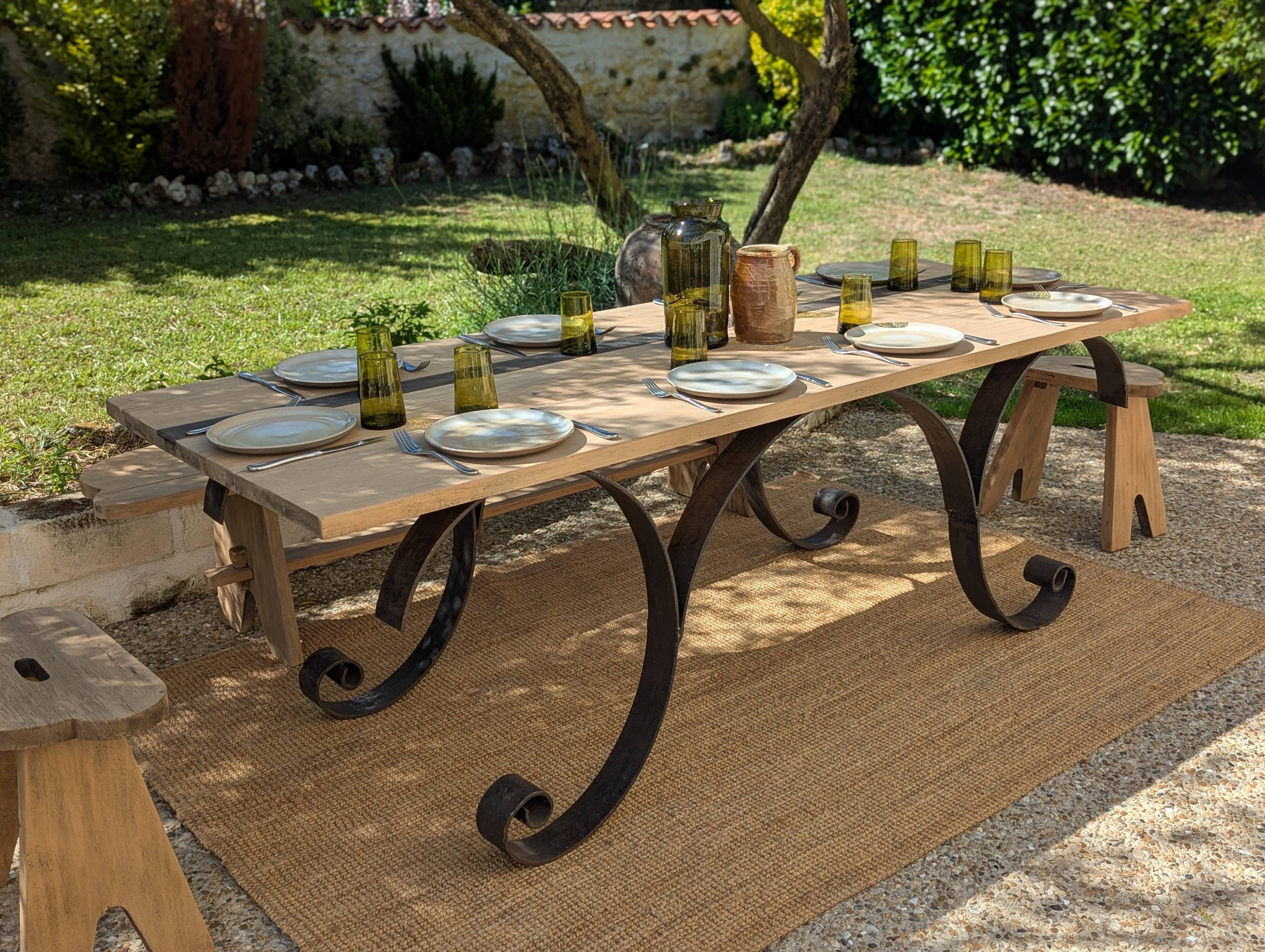 Table set, stools and benches