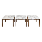 3 tables Florence Knoll – white marble type Calacatta & chrome steel