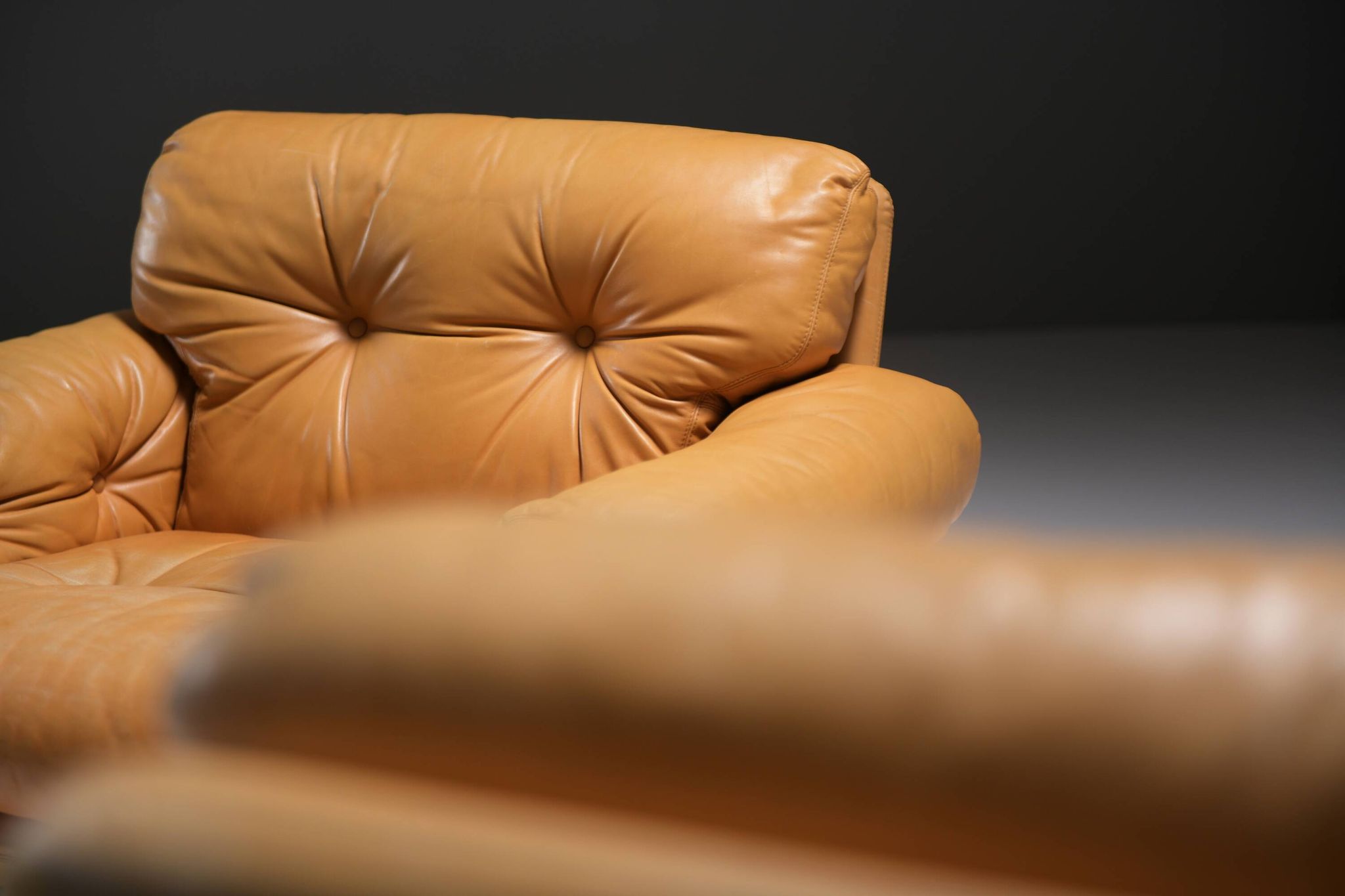 Stunning Coronado chairs in cognac leather by Afra & Tobia Scarpa - B&B Italia
