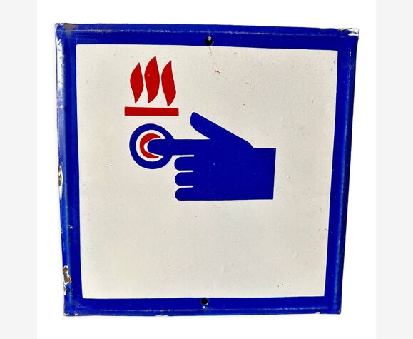 Bouton d’alarme d’urgence vintage europe, enseigne émaillée, industrielles