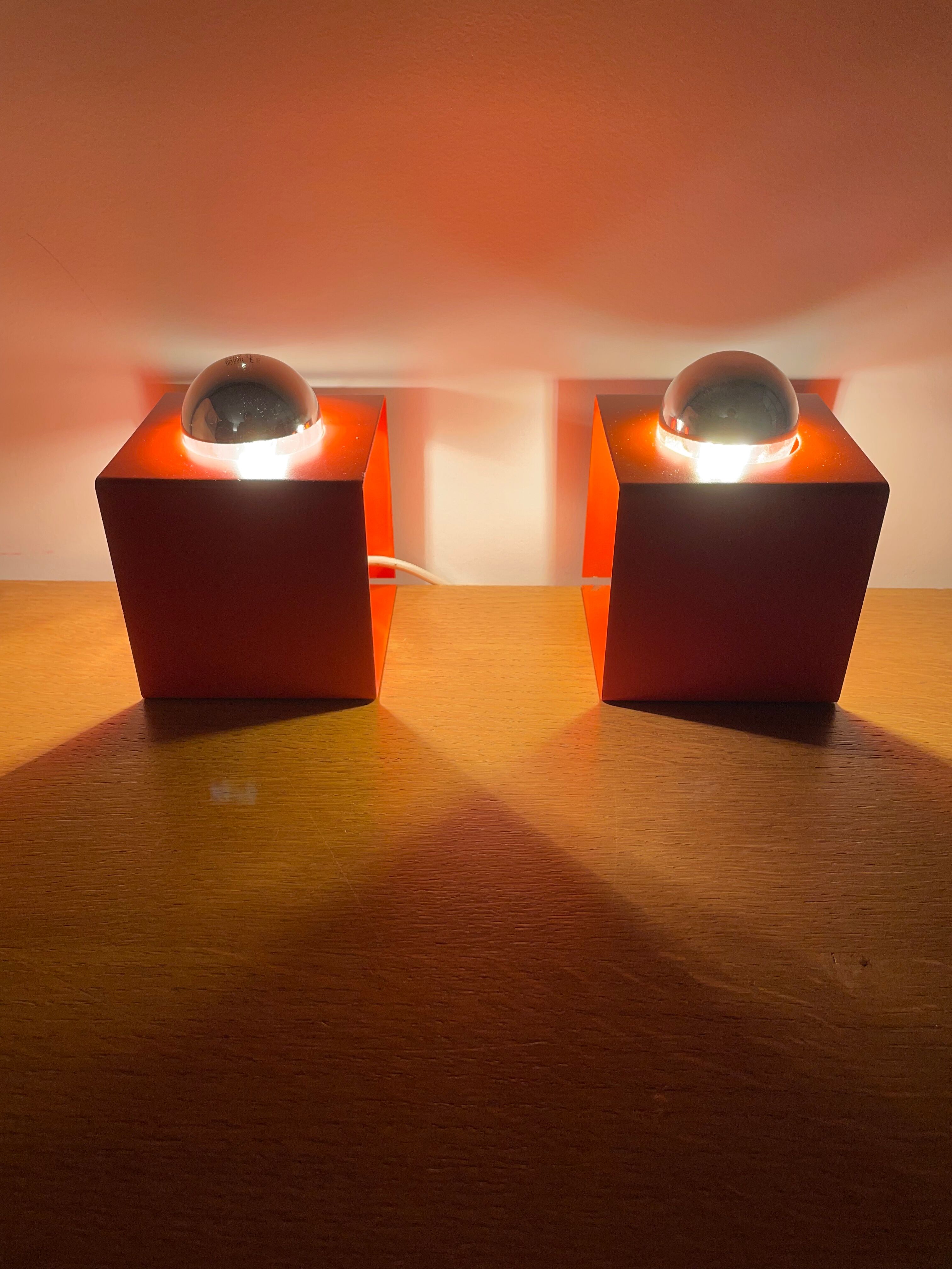 Paire de lampes Minibox à poser orange Philips vintage