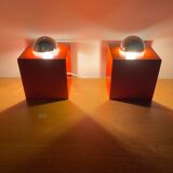 Paire de lampes Minibox à poser orange Philips vintage