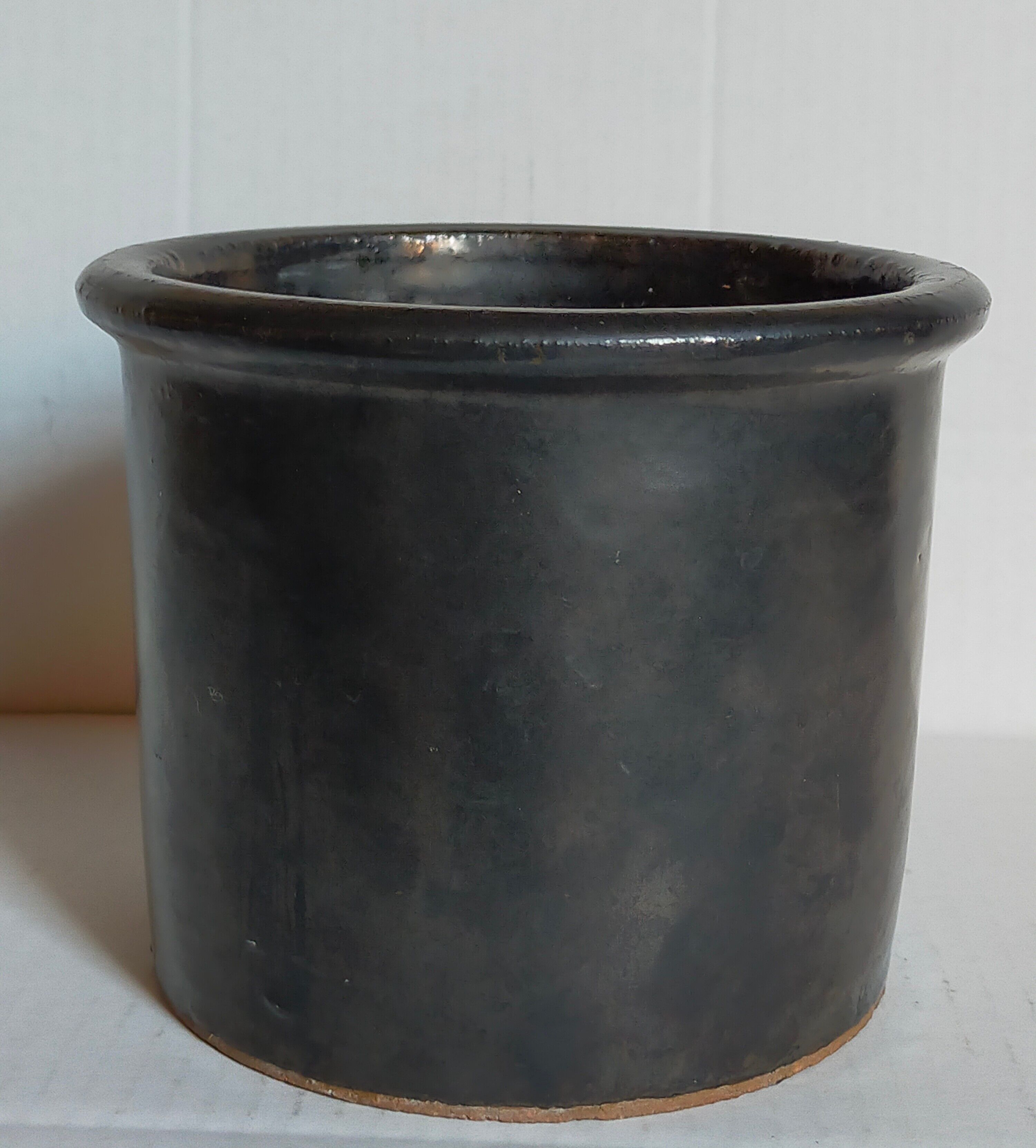 Vintage black glazed earthenware pot