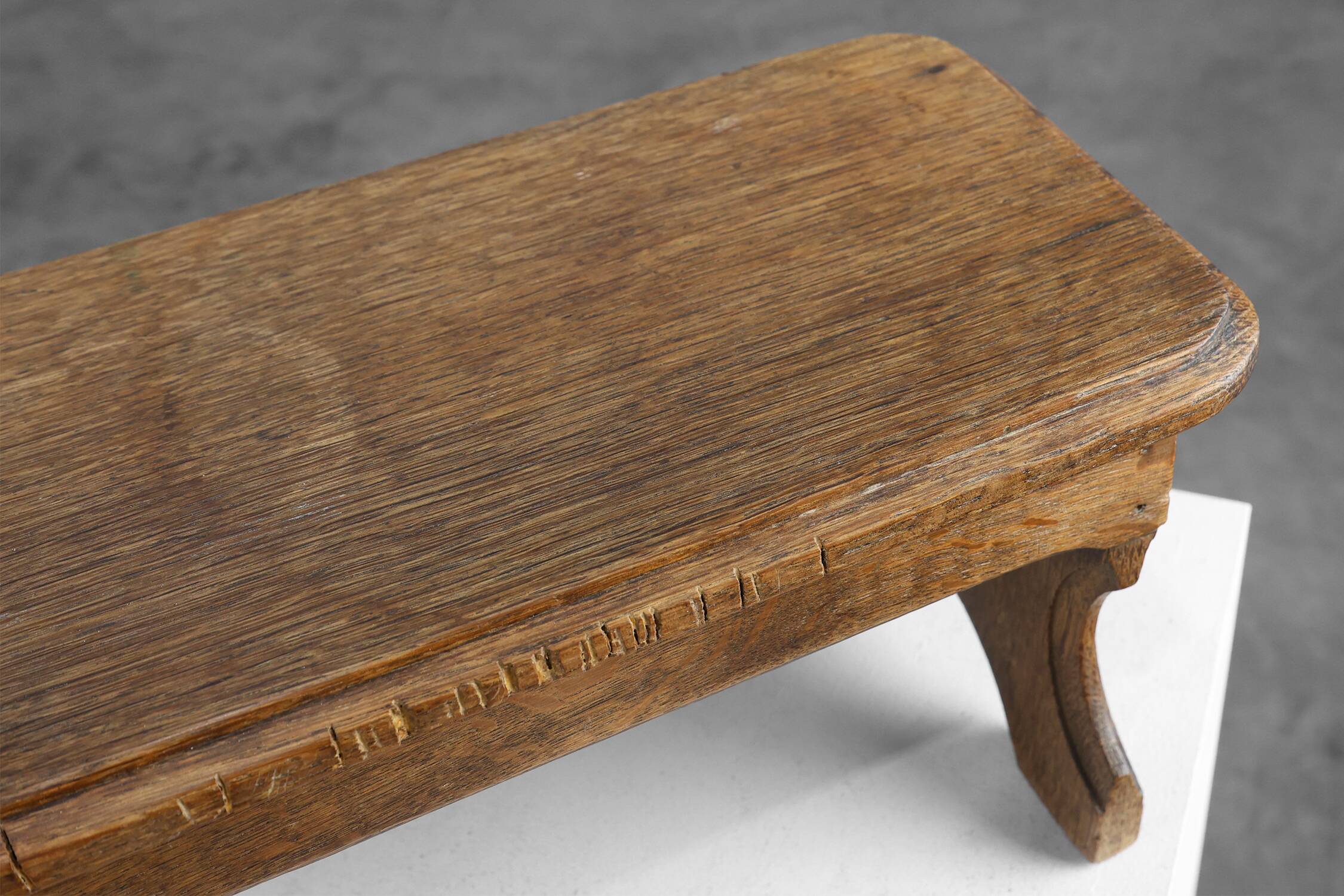 French Provincial Small 19th century rustic oak bench, France