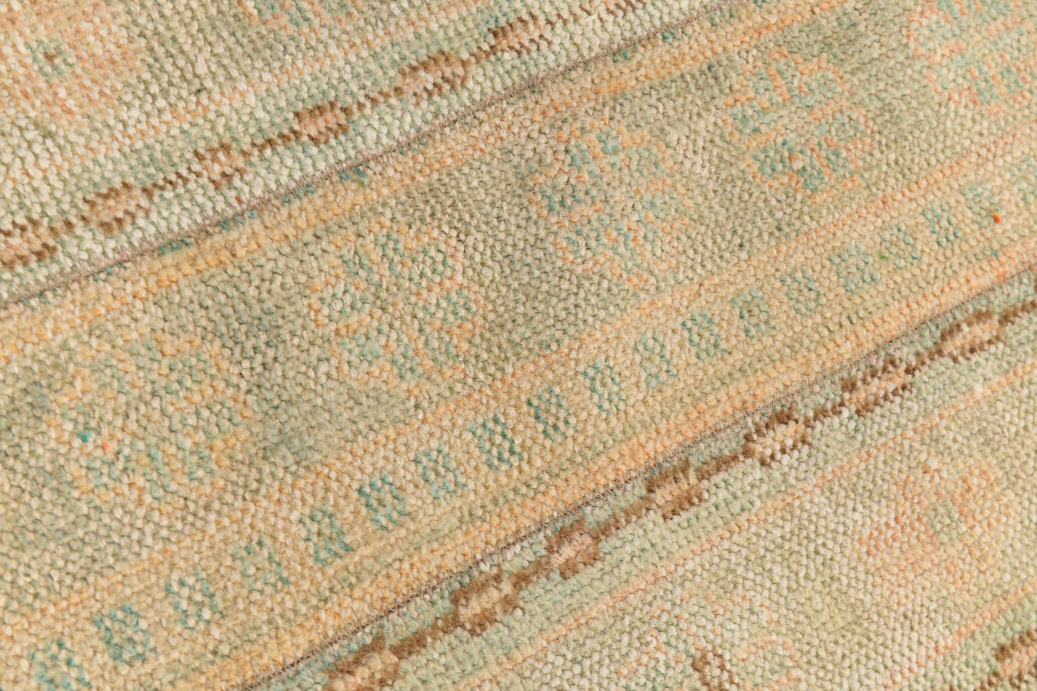 2x10 Vintage Brown & Cream Turkish Runner Rug, 80x306Cm