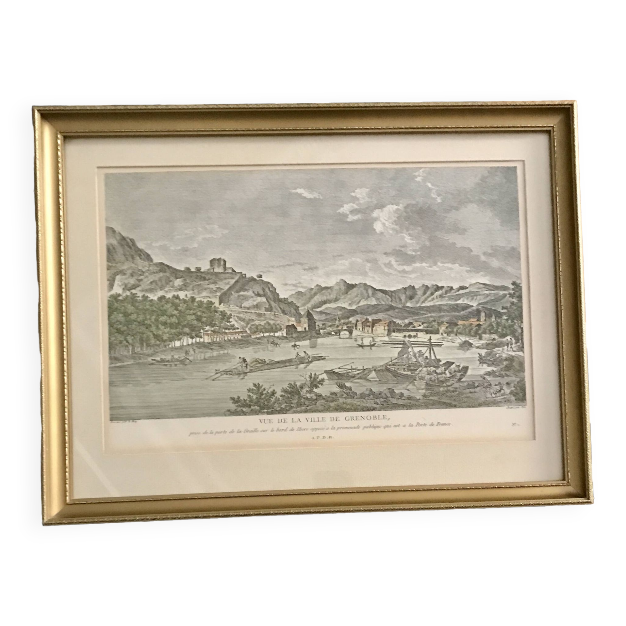 Old painting city of Grenoble APDR drawing Le May