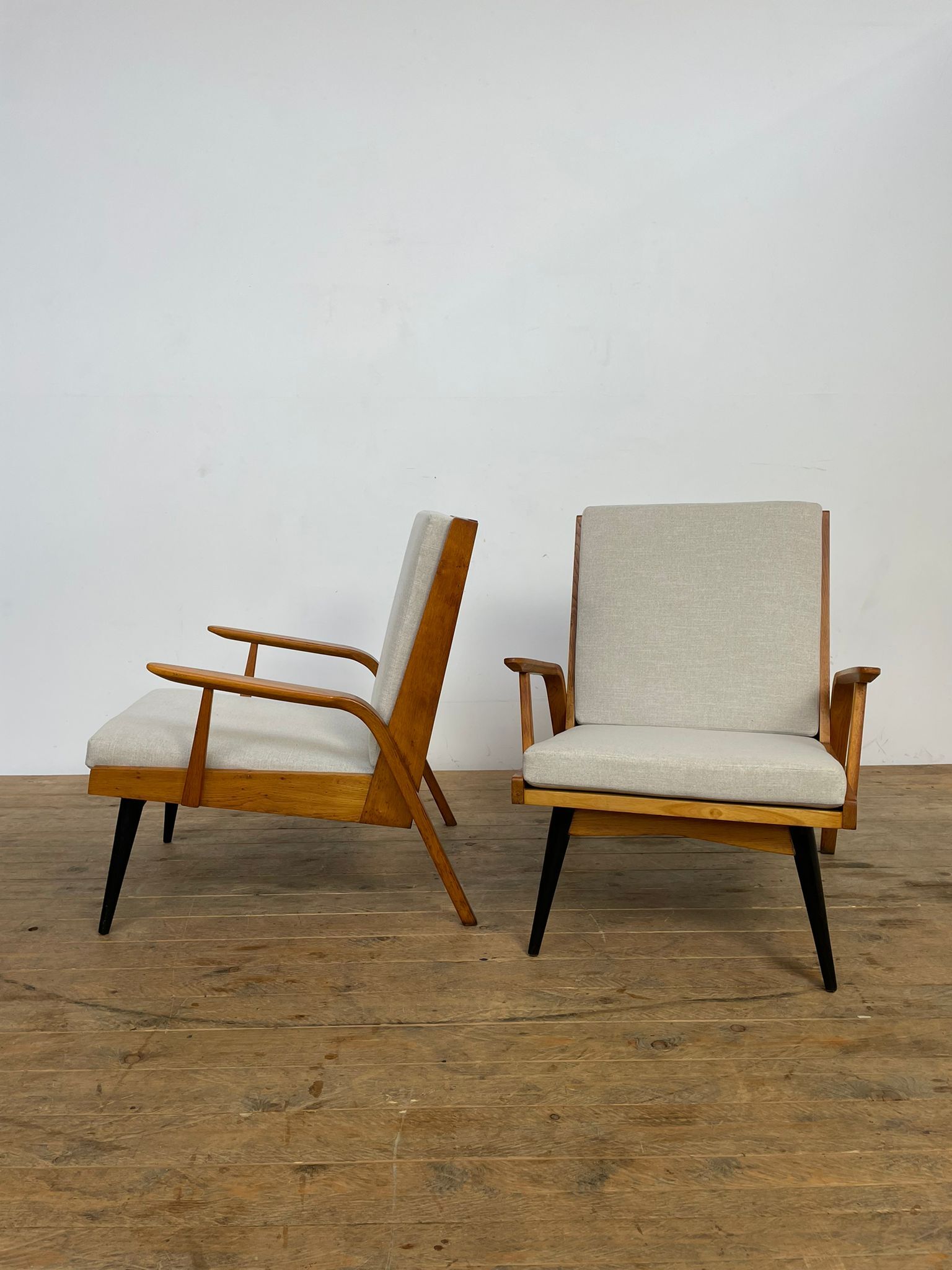 Set of two mid century easy chairs