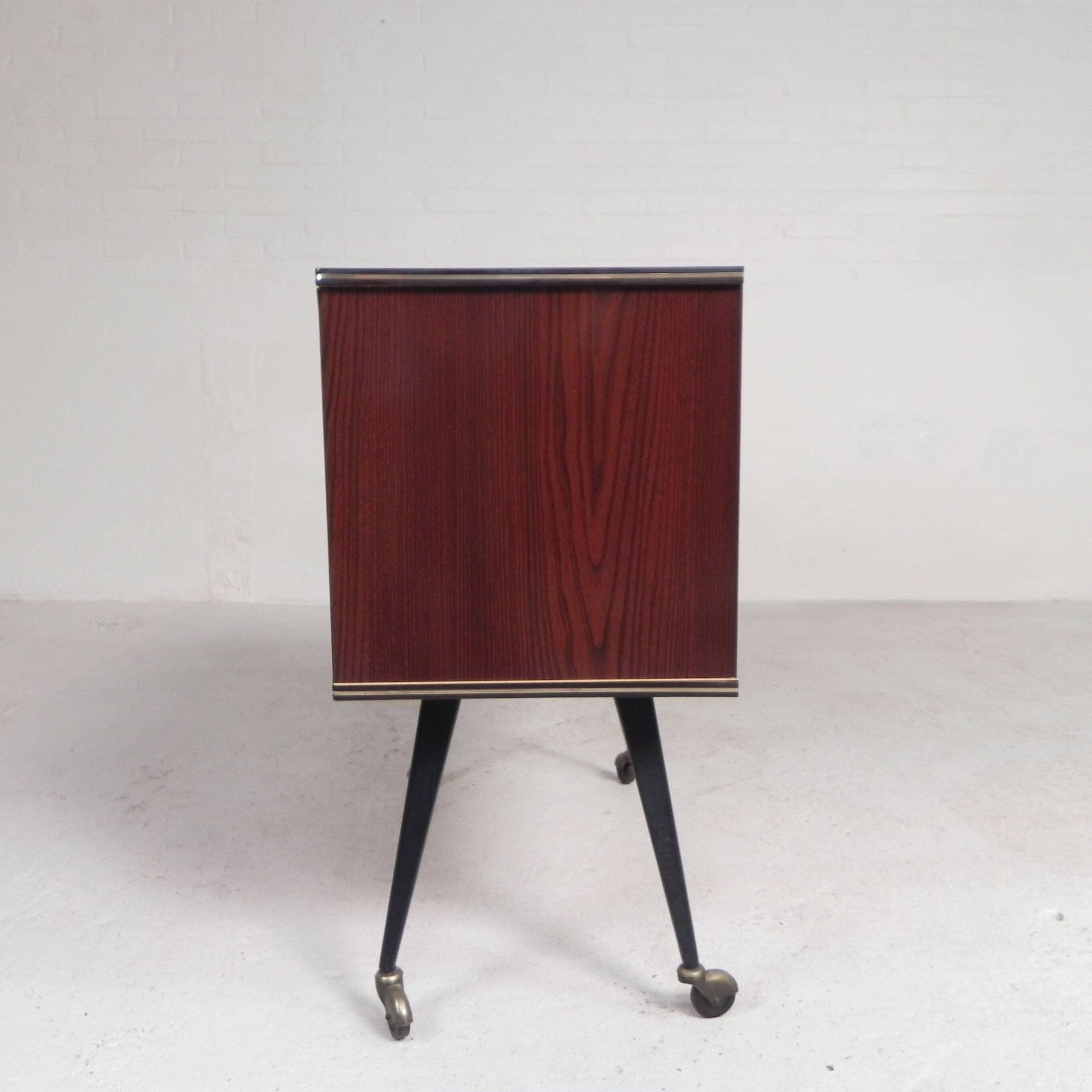 Vintage drinks cabinet, bar on castors, 1960s