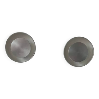 Pair of vintage wall lights, brushed metal, France 1970