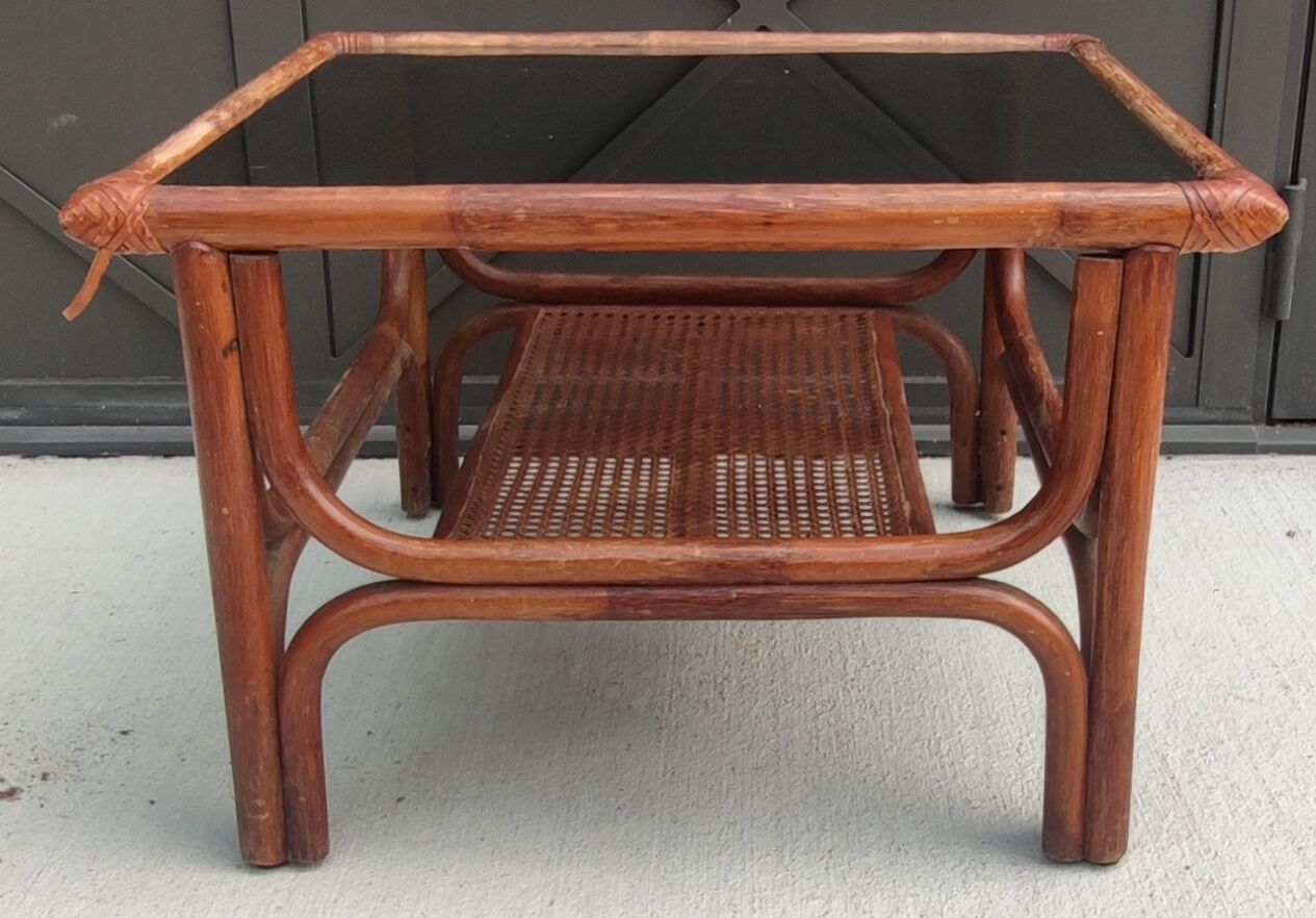 Vintage coffee table bamboo and rattan
