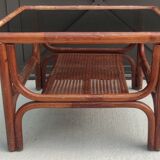 Vintage coffee table bamboo and rattan