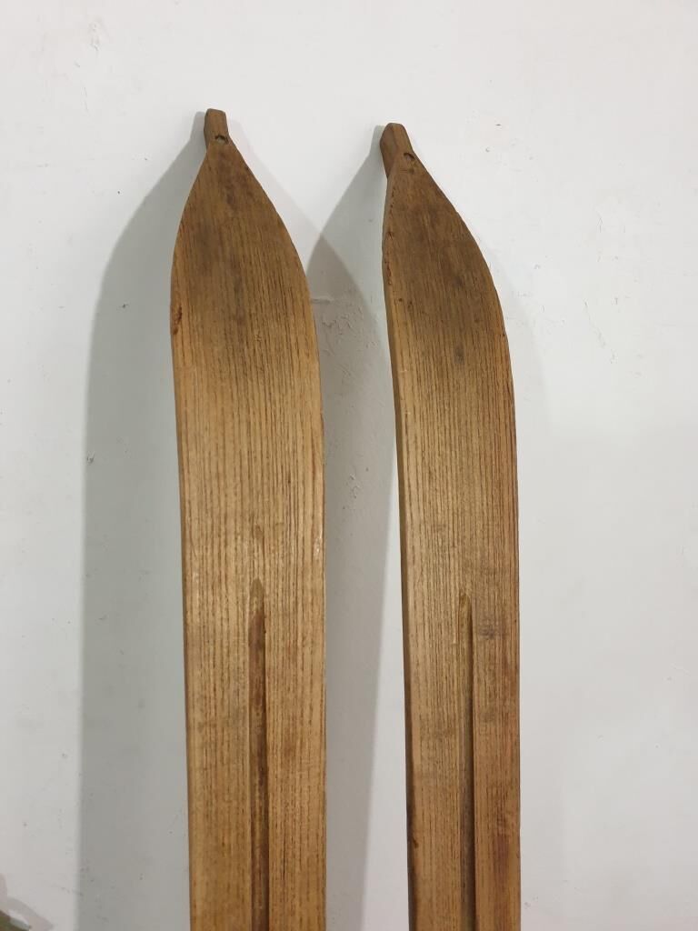 Old pair of wooden skis - vintage sport