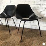 Pierre Guariche leather tonneau chairs, Maison du monde edition circa 2010