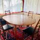 Expandable teak dining table, butterfly extension, circa 60s